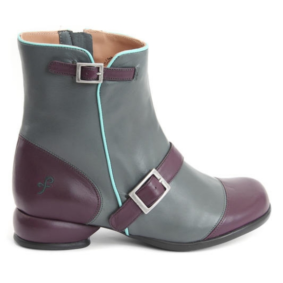 JOHN Fluevog FELLOWSHIPS EMMA LEATHER GUM BOOT Purple/ teal sz. 8.5 - Picture 15 of 16